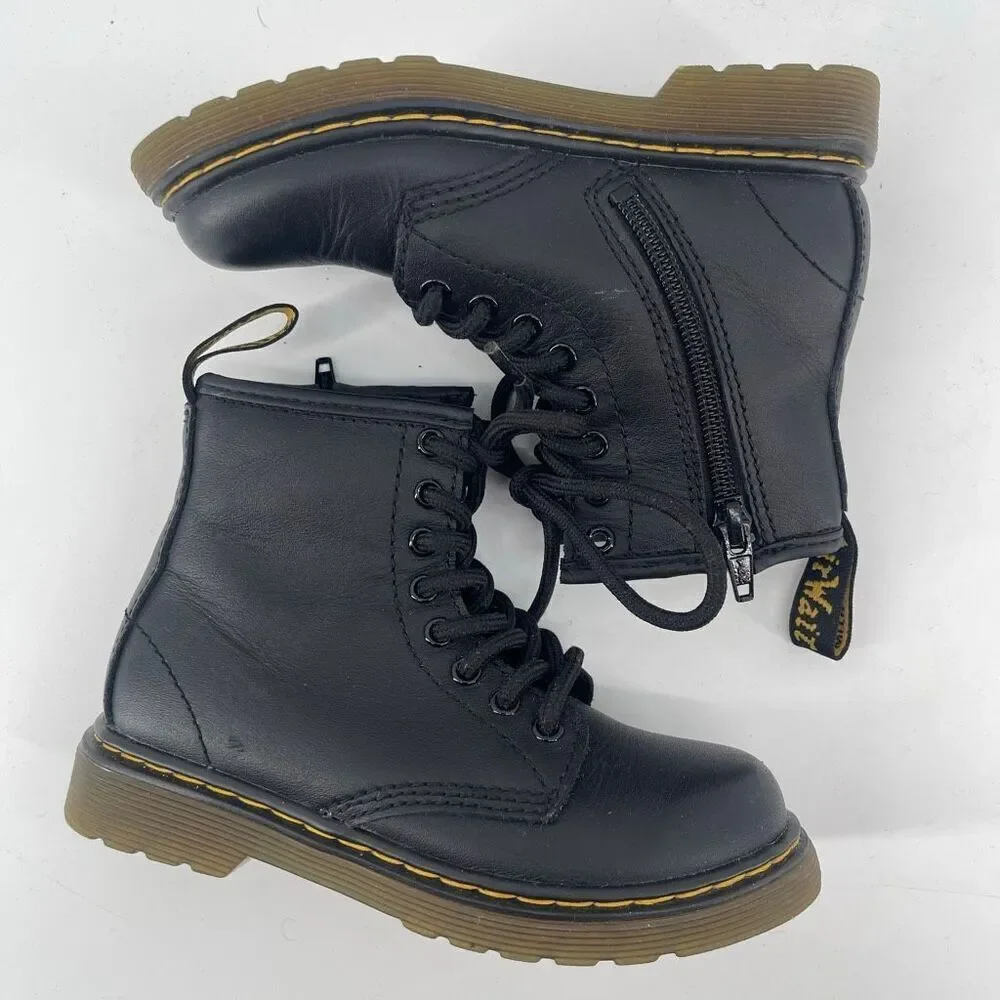 Dr. Martens Kids 1460 J Softy T Black Leather Combat Boots Size 11 AirWair
